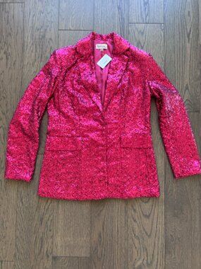 Peach Love California Hot Pink Sequin Blazer NWT Size Small